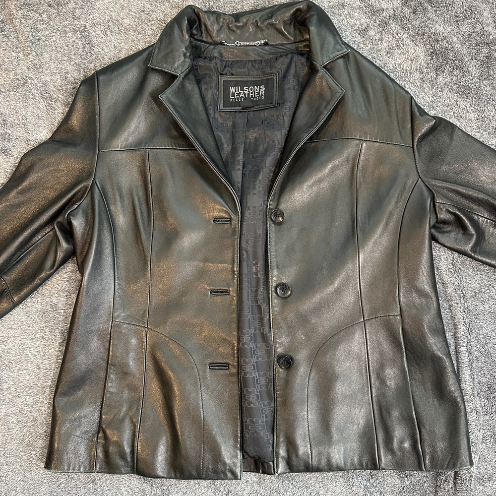 Wilsons leather Pelle Studio Black Leather Jacket size XL